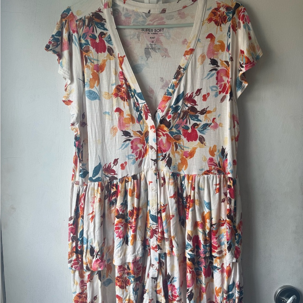 Torrid Floral Midi Dress with Button-Down Front
